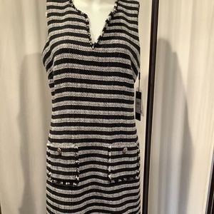 Karl Lagerfeld Size 10 Textured Tweed Sheath Dress Black and White NWT
